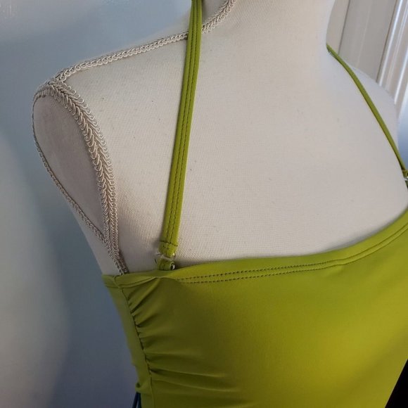 Y2K Lime Green Belted Swimsuit‎ Top Halter Removable Strap NWT Sz Small - Picture 5 of 10